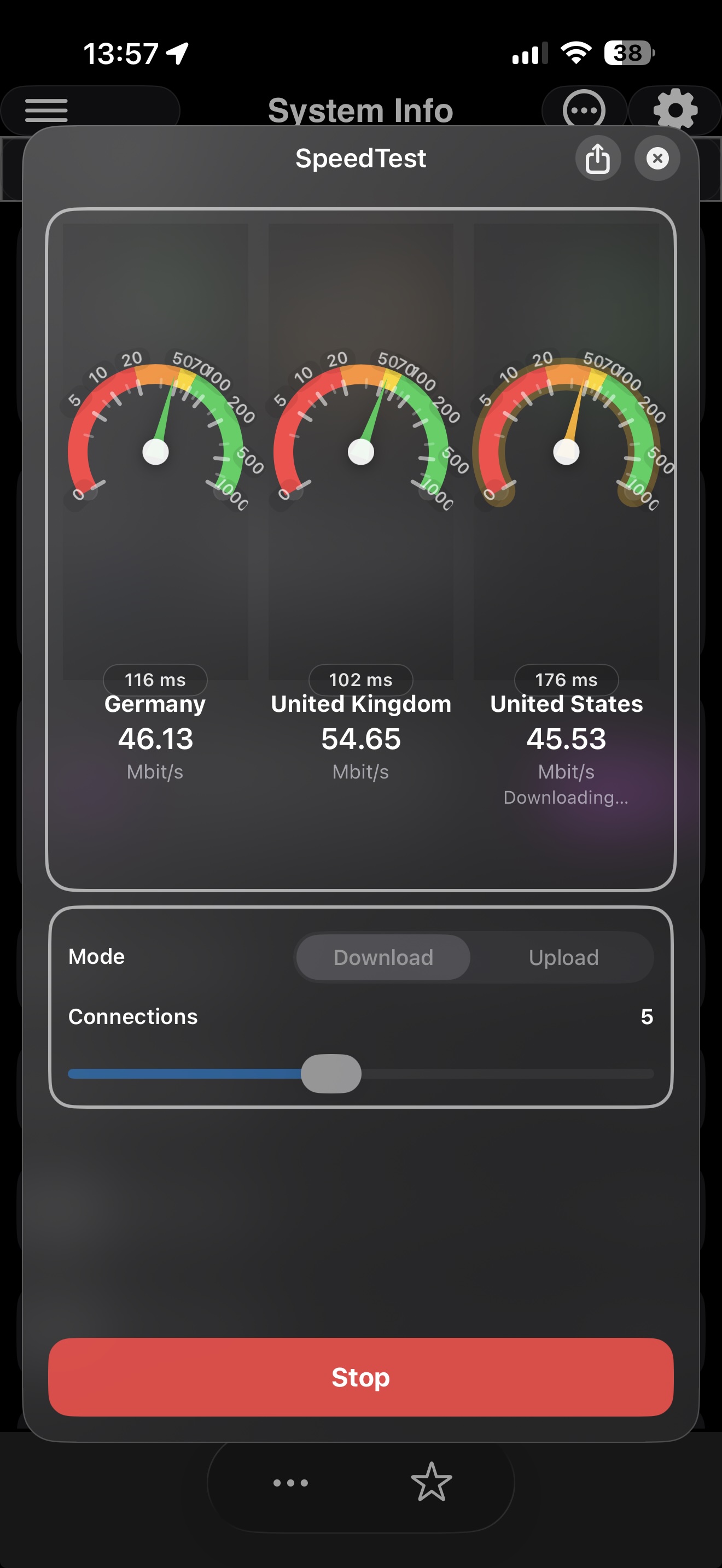 Speedtest results
